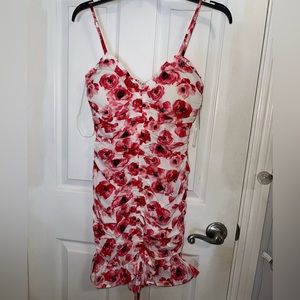 Privy Red, White, & Pink Floral Mini Dress